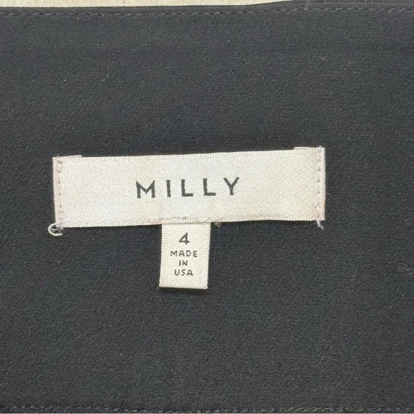 MILLY Black High Waisted Pleated Culotte Pants Pockets Wide Leg 4 - Picture 7 of 7